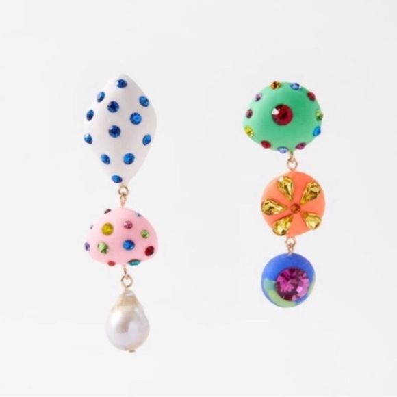 #32 Zara asymmetrical colorful earrings - Picture 2 of 7